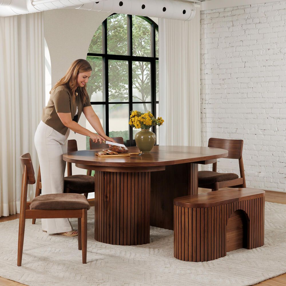 Transformer Table Round Dining Bench in Royal Walnut, , large