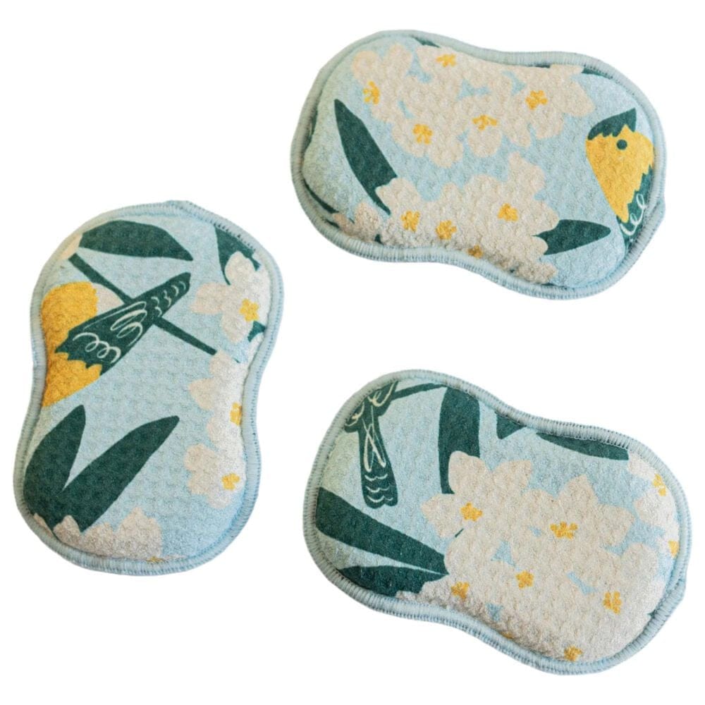 Once Again Home Birdsong Reusable Sponges in Light Blue (Set of 3), , large