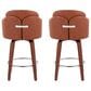 LumiSource Dahlia Swivel Counter Stool with Camel Upholstery in Walnut and Chrome (Set of 2), , large