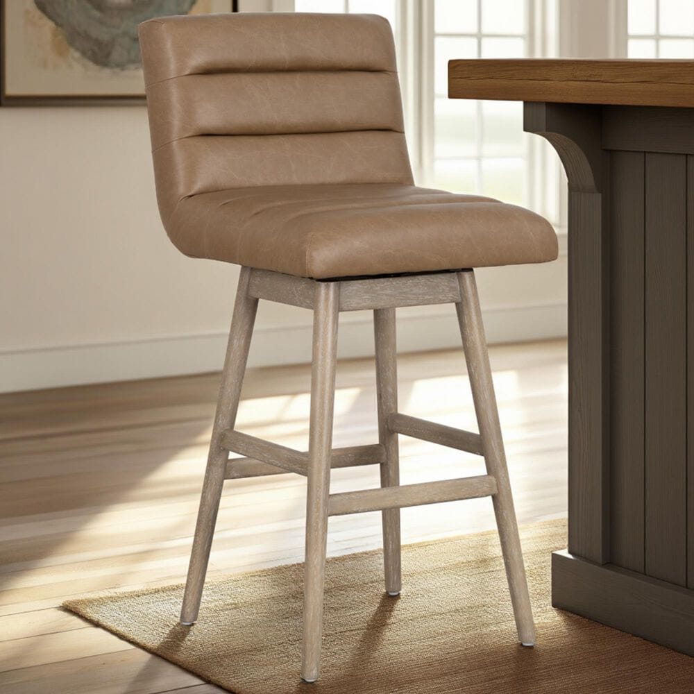 Armen Living Elias 30" Swivel Bar Stool in Washed Wood, , large