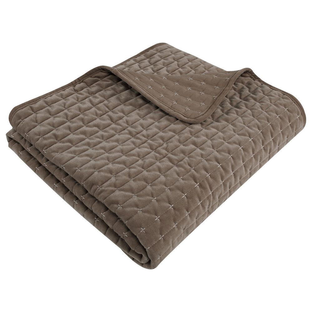 Levtex Velvet Stitch 50" x 60" Quilted Throw in Cocoa, , large
