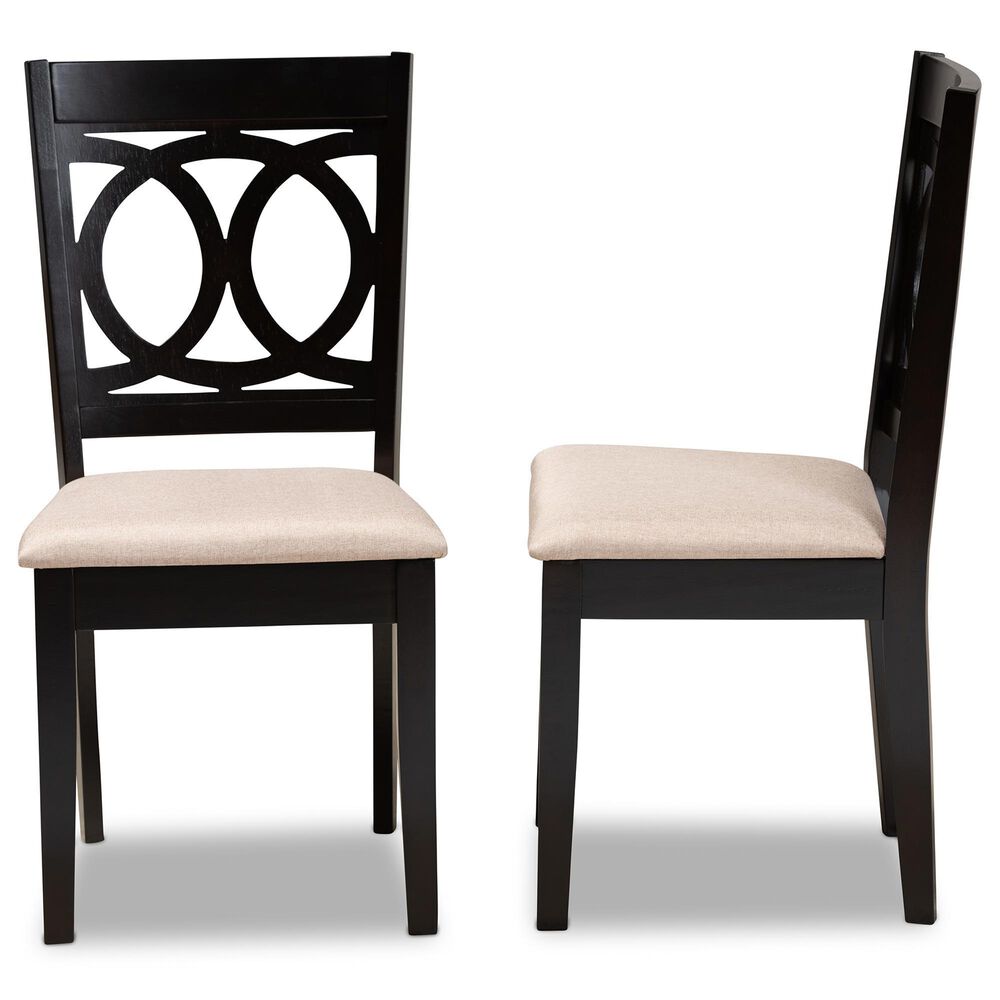 Baxton Studio Lenoir Side Chair with Sand Cushion in Espresso Brown (Set of 2), , large