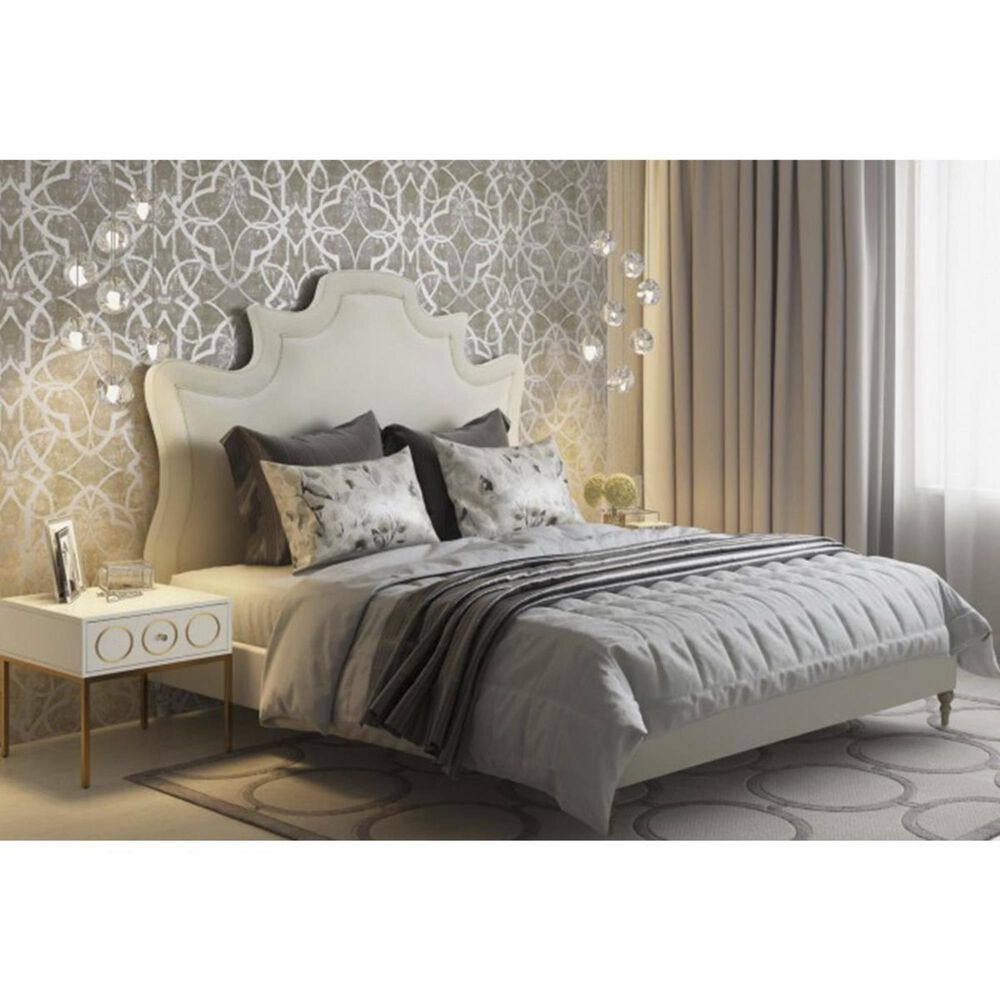 Tov Furniture Serenity Queen Velvet Bed in Cream Nebraska Furniture Mart