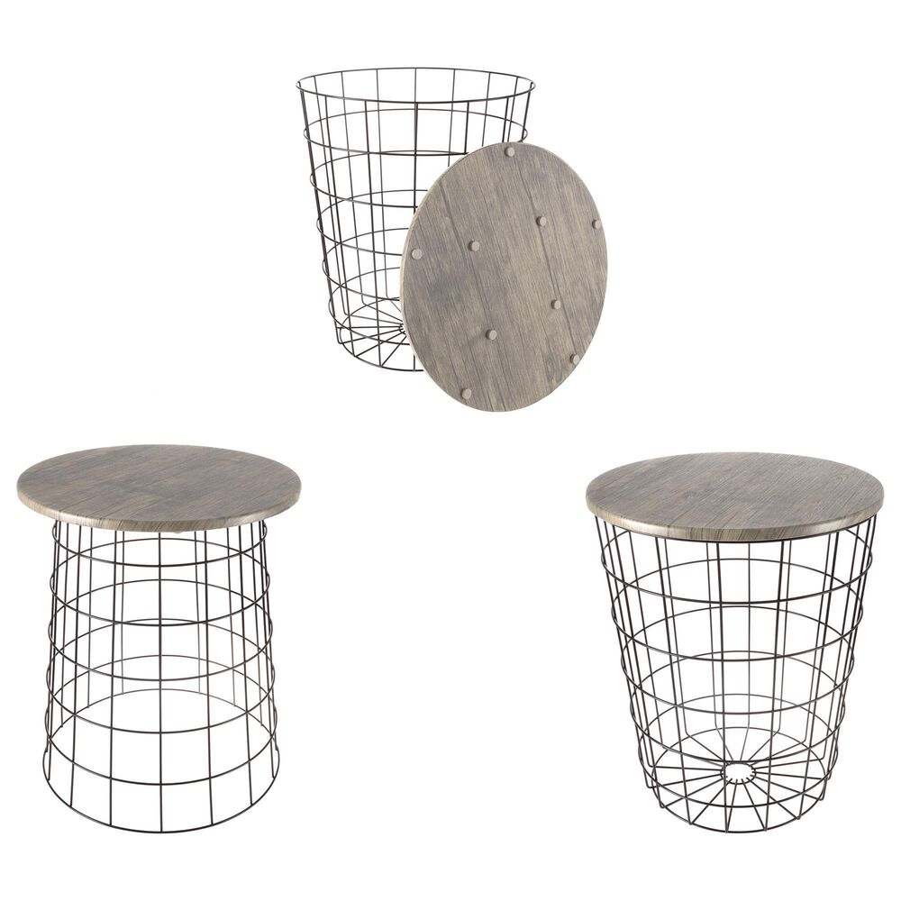 Timberlake Lavish Home 2-Piece Round Nesting Tables in Gray, , large