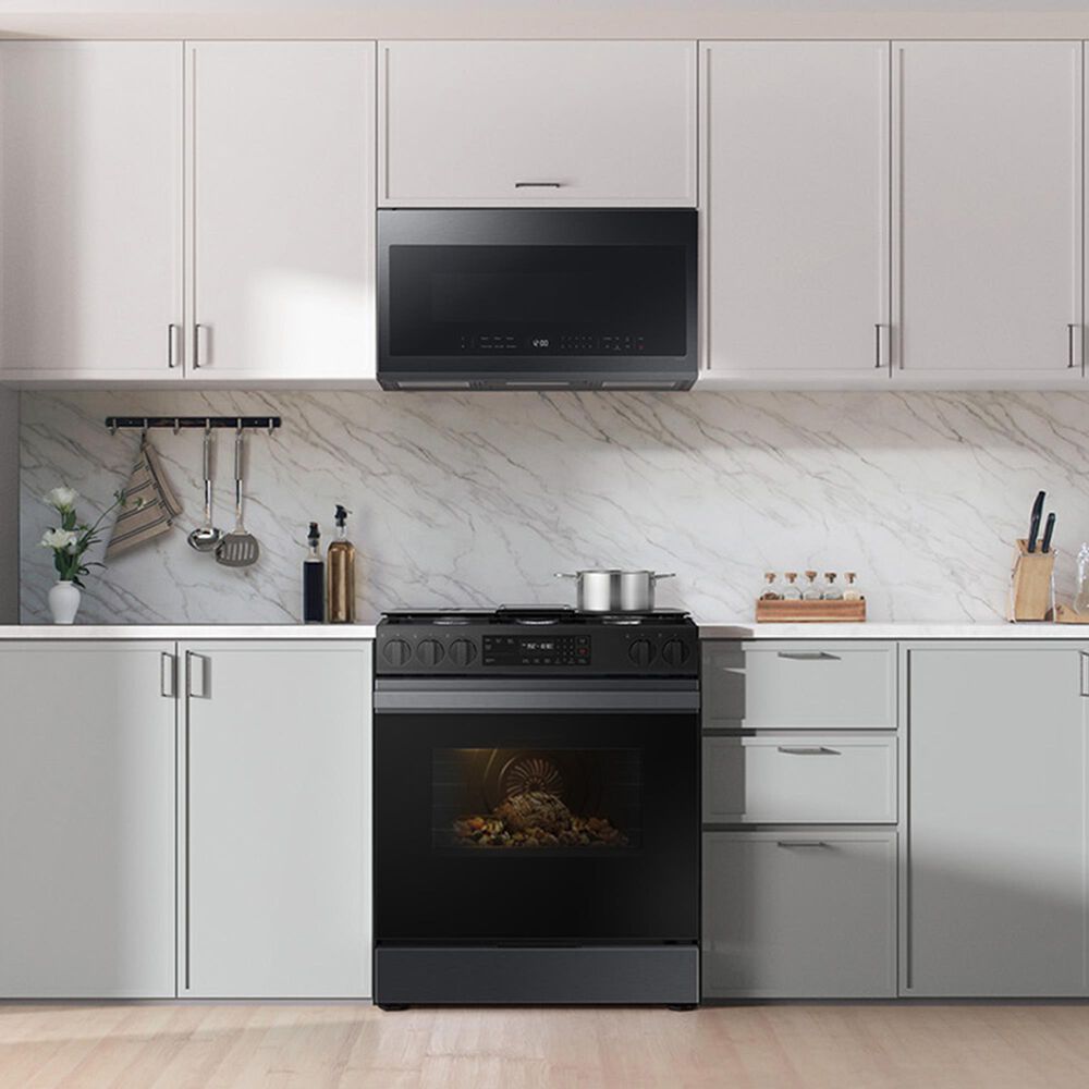 Samsung Bespoke Bespoke 6.0 Cu. Ft. Smart Slide-In Gas Range with 17K BTU Power Burner in Matte Black Steel, , large