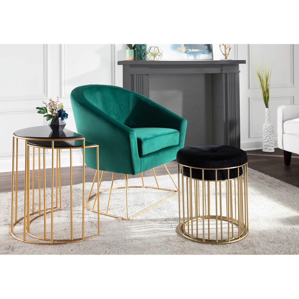 Lumisource Canary 2-Piece Nesting Ottoman Set in Black Velvet and Gold, , large