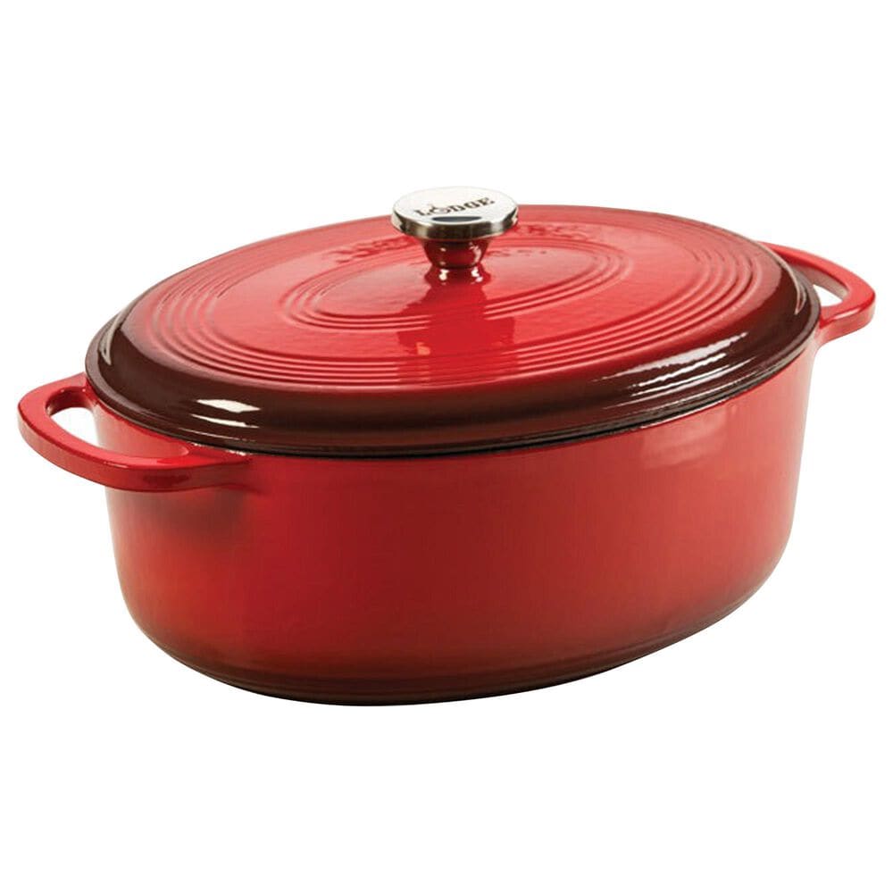 Lodge Cast Iron Essential Enamel 7-Quart Oval Cast Iron Dutch Oven in Red, , large