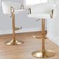 LumiSource Claire Swivel Adjustable Barstool with Cream Velvet Upholstery in Gold (Set of 2), , large