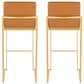 Lumisource Fuji High Back Barstool with Camel Faux Leather in Gold (Set of 2), , large