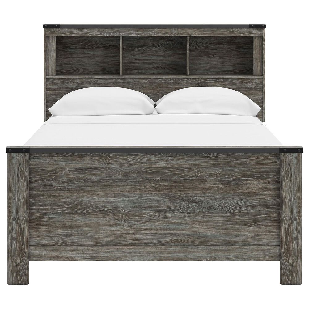 Ashley Frandern 4-Piece Full Bookcase Bedroom Set in Rustic Warm Gray, , large
