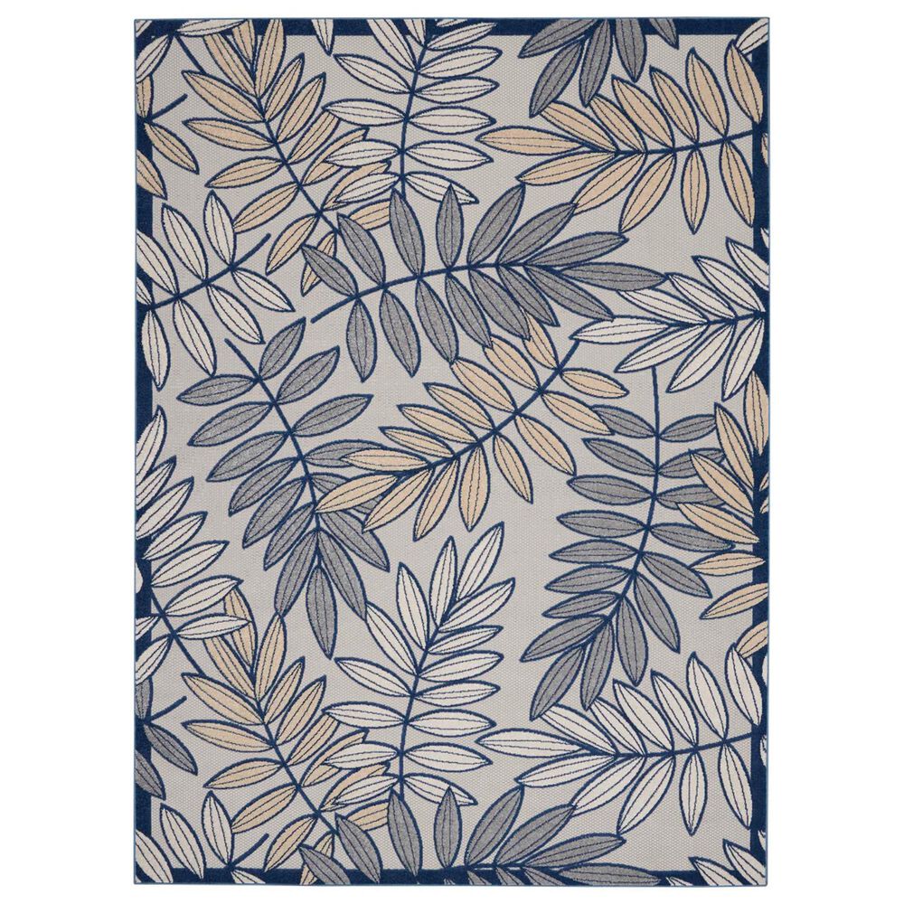 Nourison Aloha ALH18 9" x 12" Ivory and Navy Indoor/Outdoor Area Rug, , large