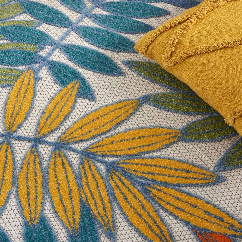 Nourison Aloha ALH18 5&#39;3&quot; Round Ivory and Multicolor Indoor/Outdoor Area Rug, , large