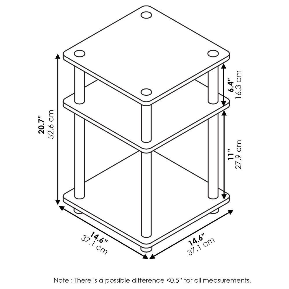 HOMLUX 3-Tier Side Table in Black, , large