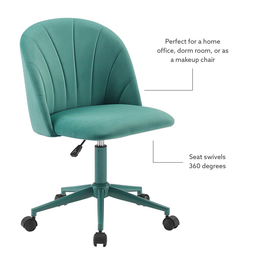 Linden Boulevard Velvet Desk Chair in Aqua, , large