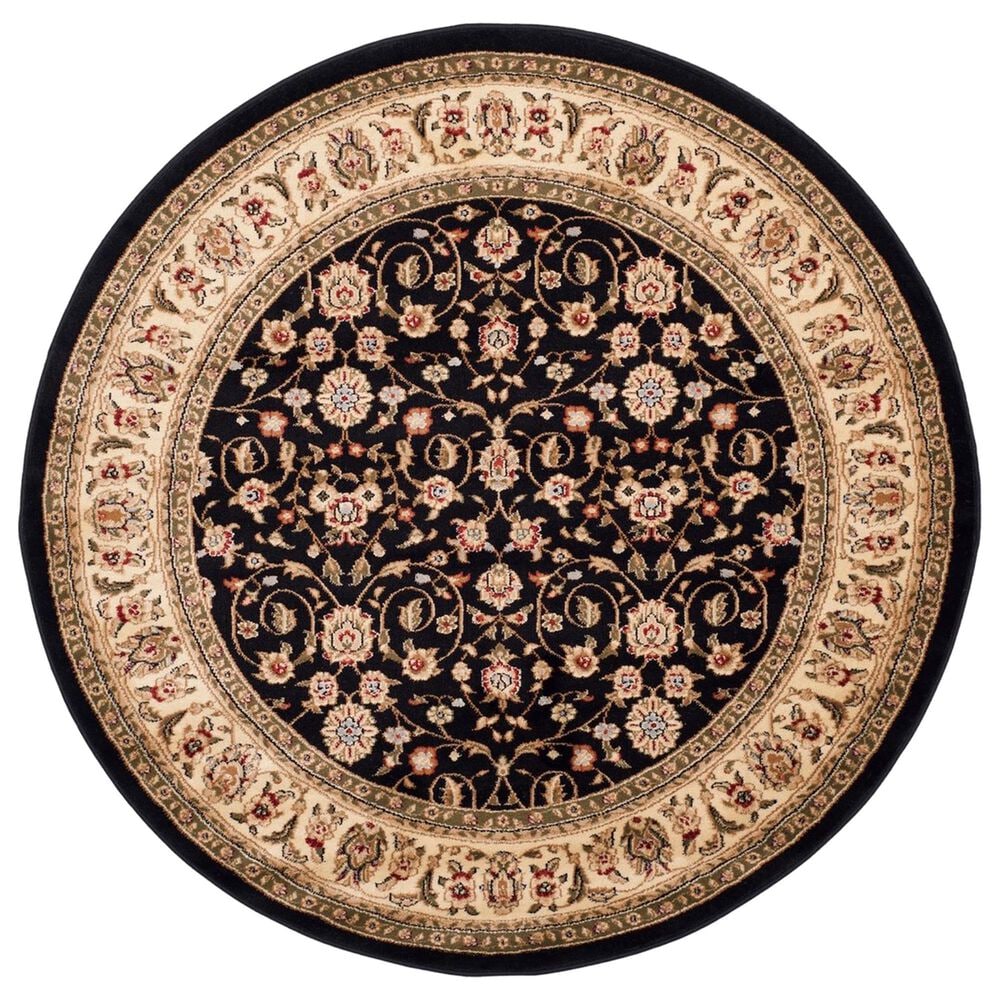 Safavieh Lyndhurst LNH316 5"3" Round Black and Ivory Area Rug, , large