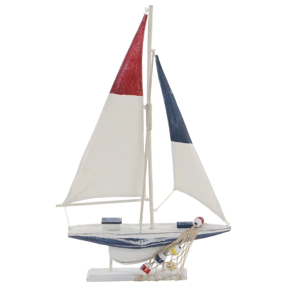 Maple and Jade 22&quot; Coastal Sail Boat Sculpture in Blue and White &#40;Set of 2&#41;, , large