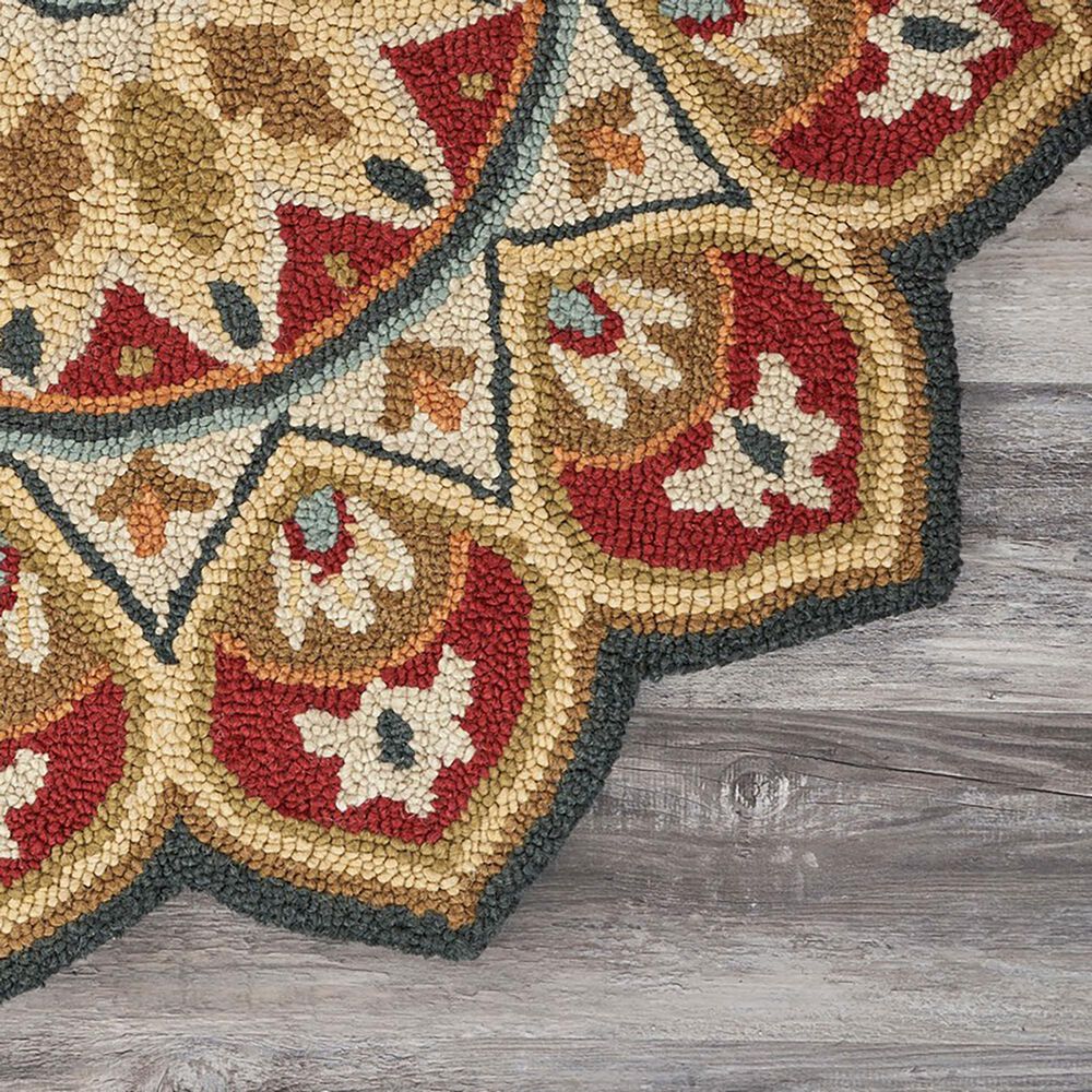 L&amp;R Resources Sinuous Sunflower 4&#39; Scalloped Red Area Rug, , large