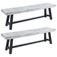 HOMLUX Carlisle Outdoor Bench in Light Gray and Black (Set of 2), , large