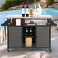 Hearth and Haven 2-Door Outdoor Bar Cart with Stainless Steel Top in Grey, , large
