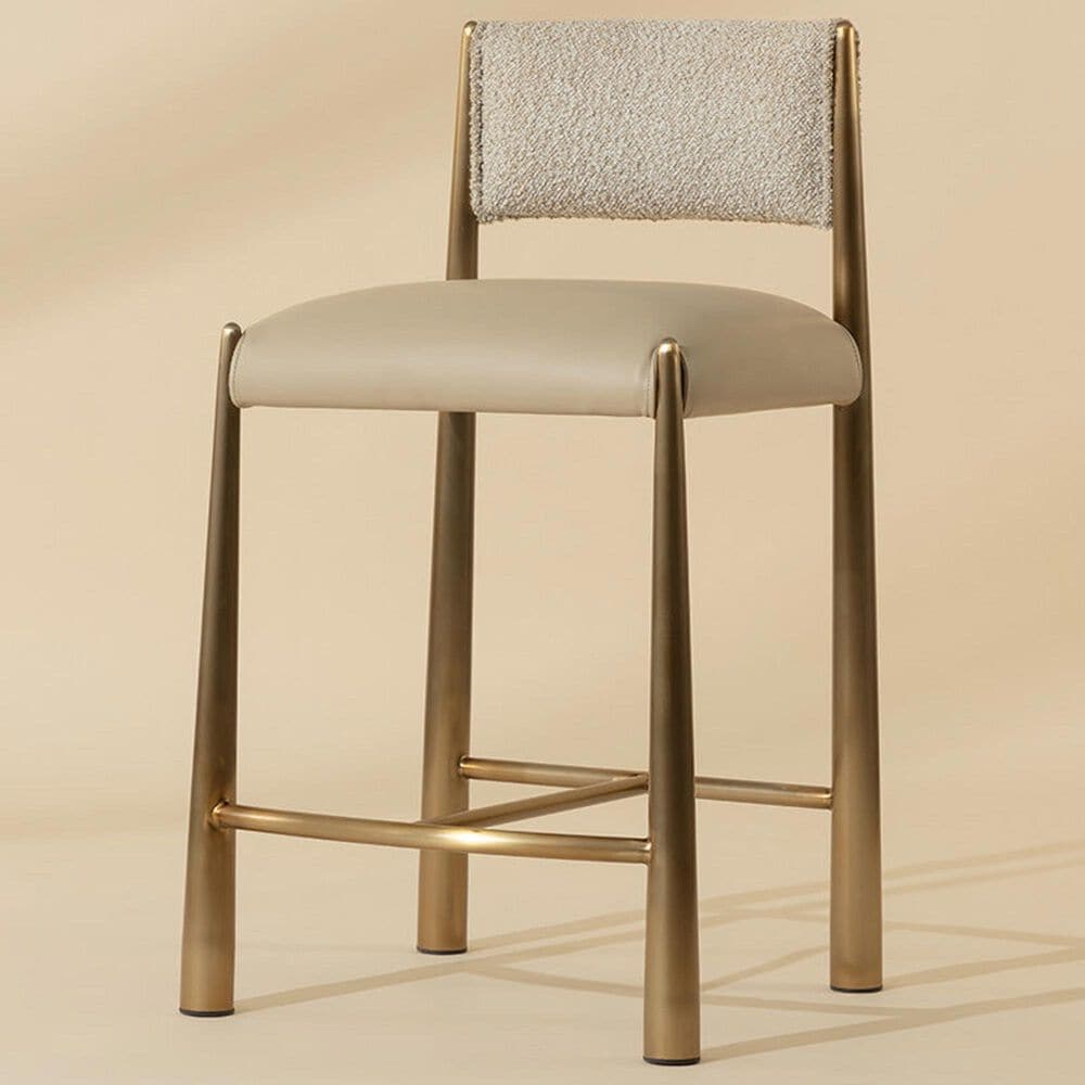 Club Collection By Sunpan Bayard Counter Stool in Napa Beige and Santa Cruz Oatmeal, , large