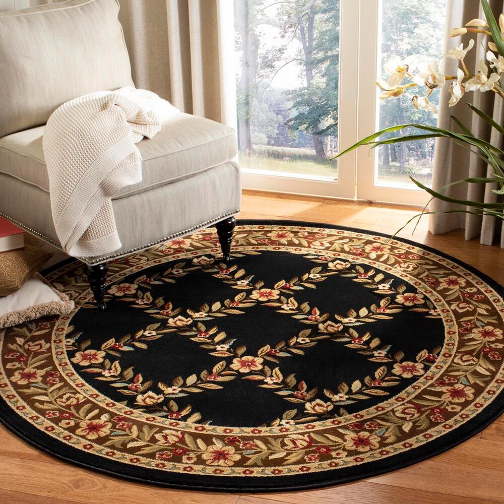 Safavieh Lyndhurst 5&#39;3&quot; Round Black and Brown Area Rug, , large