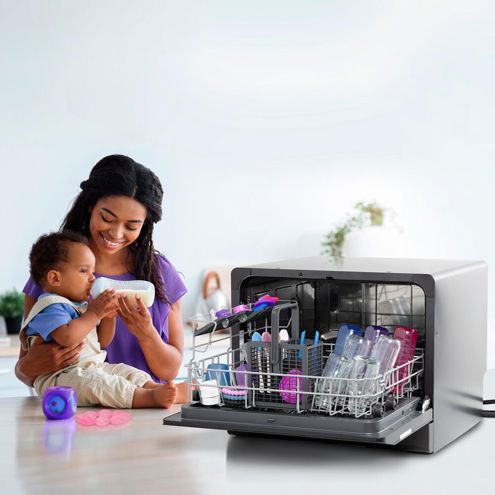 GE Profile 21.7" Countertop or Built-In Smart Compact Dishwasher with 6 Wash Cycles in Black, , large