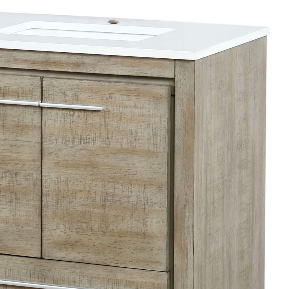 Lexora Home Lafarre 30&quot; Single Bathroom Vanity in Rustic Acacia with 2 cm White Cultured Marble Top and Rectangular Sink, , large