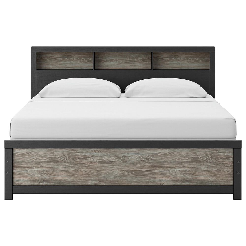 Ashley Broachmyn 4 Piece King Bookcase Bed Set in Black and Gray, , large