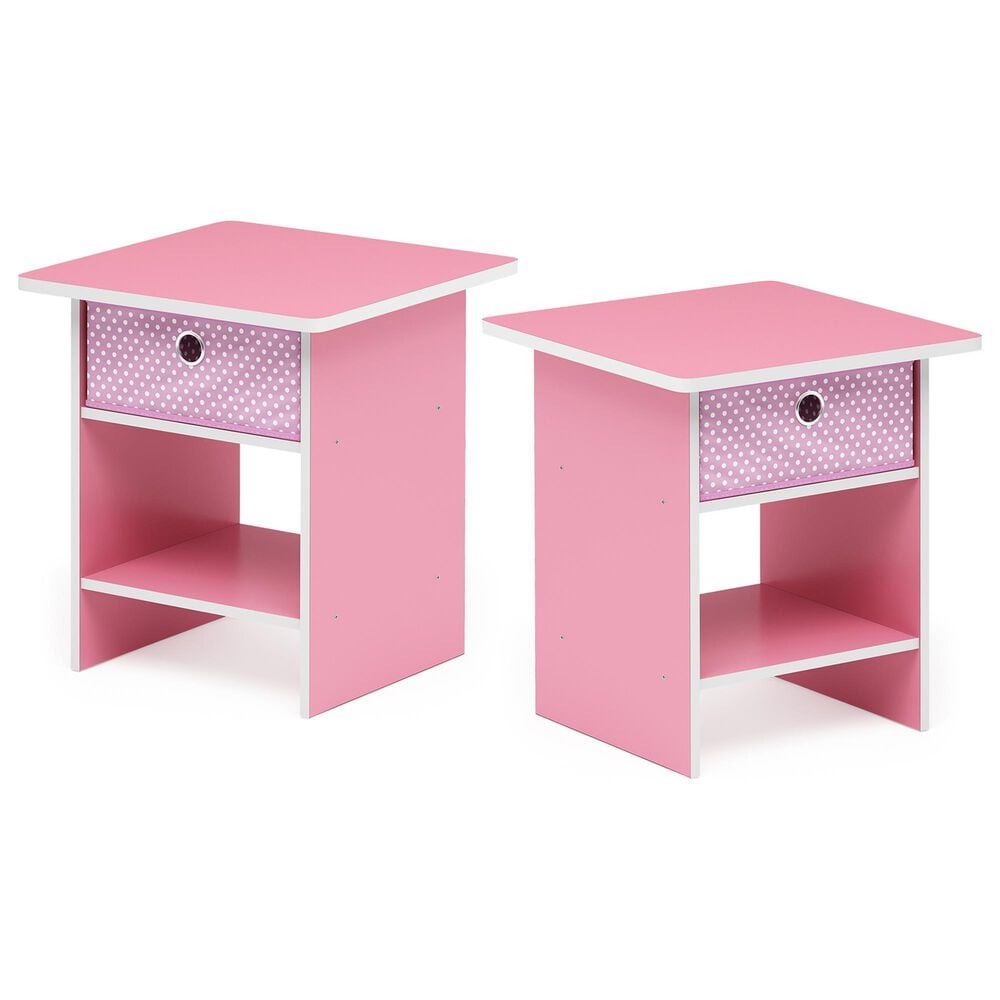HOMLUX 1-Drawer Modern Nightstand with Open Shelf in Pink (Set of 2), , large