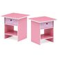 HOMLUX 1-Drawer Modern Nightstand with Open Shelf in Pink (Set of 2), , large