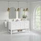 James Martin Vanities Breckenridge 60" Double Bathroom Vanity in Bright White with Single Hole 3 cm White Zeus Quartz Top and Rectangular Sinks, , large