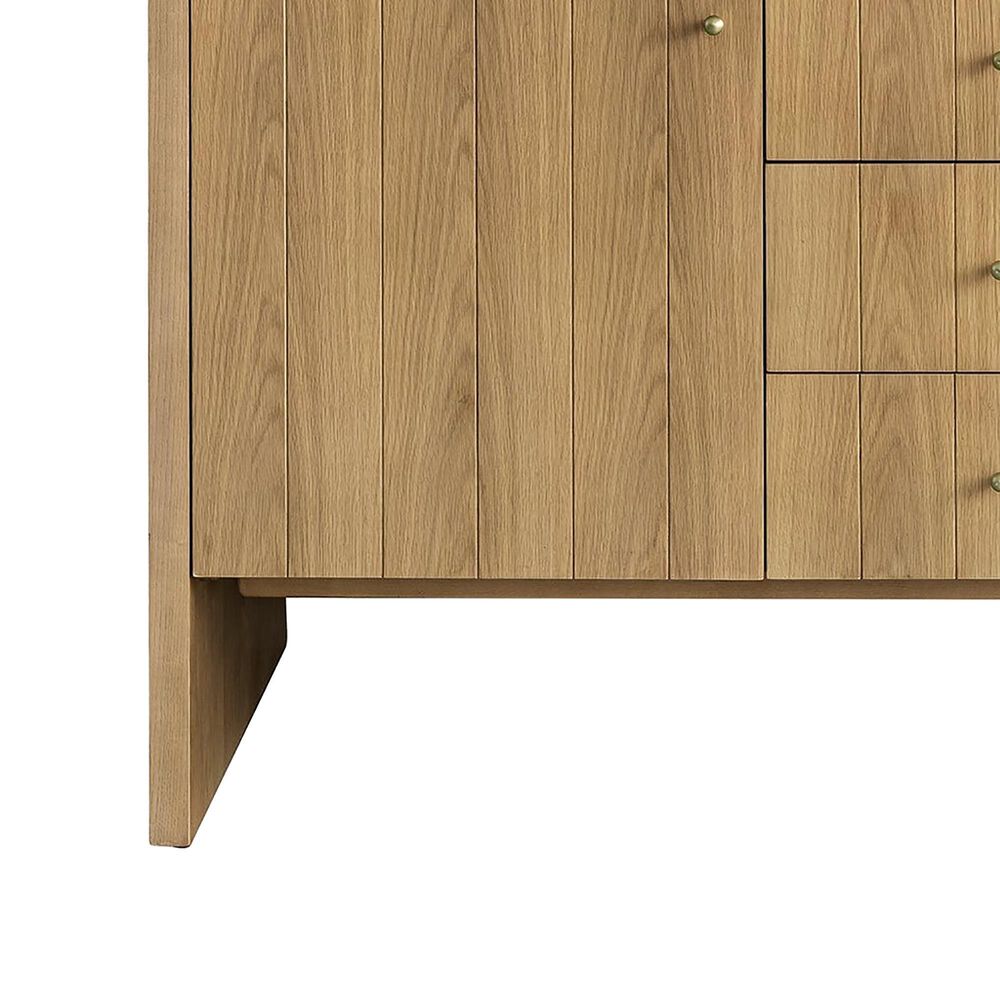James Martin Vanities Hudson 60&quot; Double Bathroom Vanity in Light Natural Oak with 3 cm White Zeus Quartz Top and Rectangular Sinks, , large