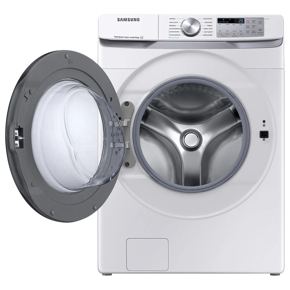 Samsung 4.5 Cu. Ft Front Load Washer with Steam and 7.5 Cu. Ft. Gas Dryer Laundry Pair in White, , large