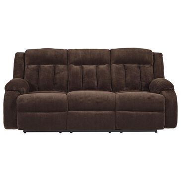 Ashley Observation Power Reclining Sofa with Drop Down Table in Chocolate Velvet, , large