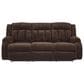 Ashley Observation Power Reclining Sofa with Drop Down Table in Chocolate Velvet, , large