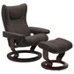 Stressless Wing Small Classic Glider Chair and Ottoman with Brown Base in Paloma Chestnut, , large
