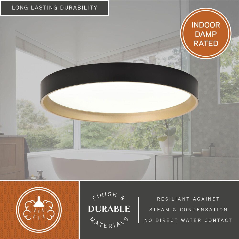 Vaxcel Darien 1-Light Flush Mount in Black and Gold, , large