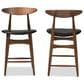 Baxton Studio Flora Counter Stool in Walnut (Set of 2), , large