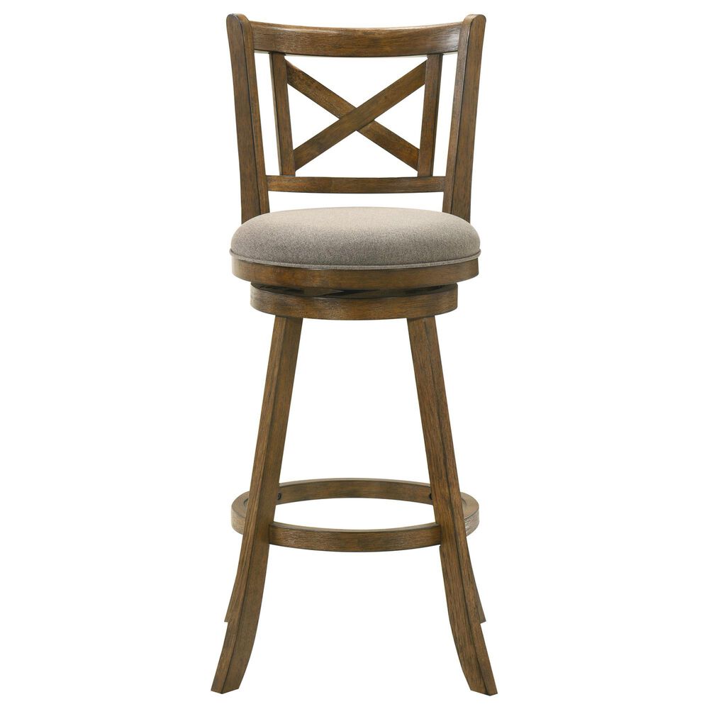 Armen Living Kodi Swivel Bar Height Stool with Static Gray in Sepia Brown, , large