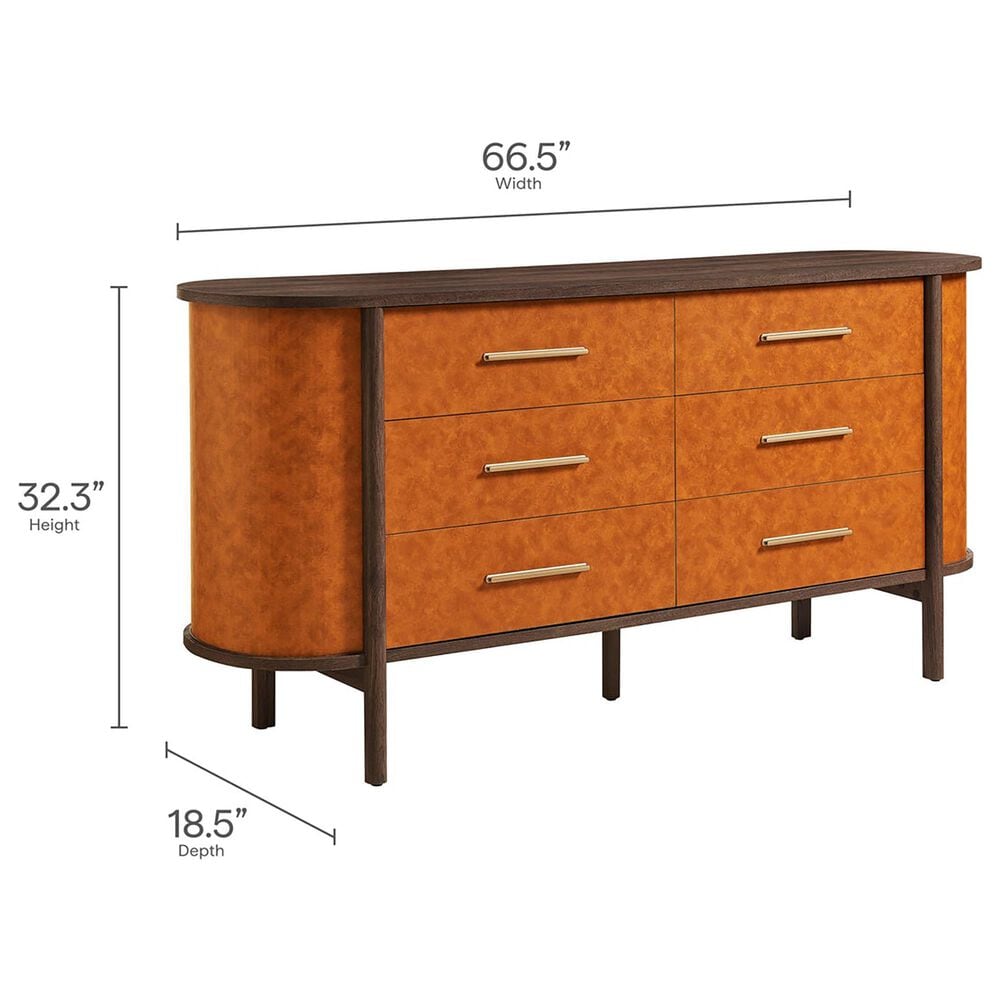 Modway Coralie 6-Drawer Dresser in Walnut Tan, , large
