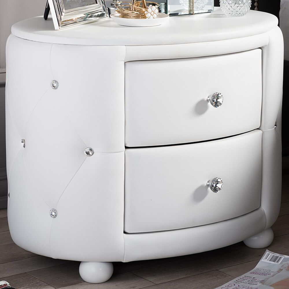 Baxton Studio Davina 2-Drawer Nightstand in White, , large