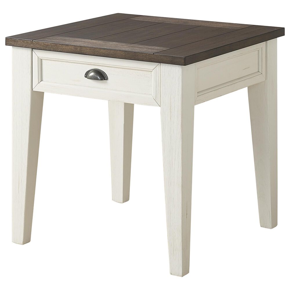 Steve Silver Carlie 24" End Table in Dark Oak and White, , large