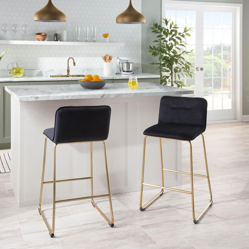 Lumisource Casper Counter Stool in Black/Gold &#40;Set of 2&#41;, , large