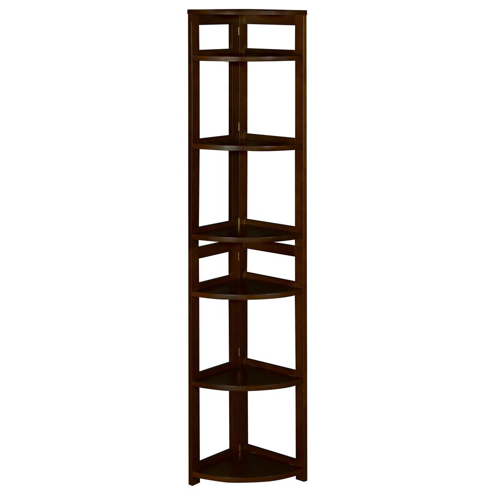 Regency Global Sourcing Flip Flop 67&quot; Corner Folding Bookcase in Mocha Walnut, , large