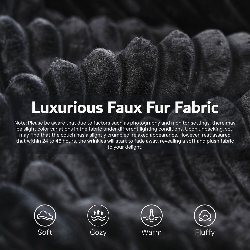 Noviland HOMLUX Modular Floor Sofa with Plush Corduroy, U-Shaped Sectional Cloud Couch with Chaise in Black, , large