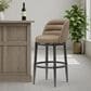 Armen Living Eunice Swivel Bar Height Stool with Mushroom Brown Upholstery in Antique Pewter, , large