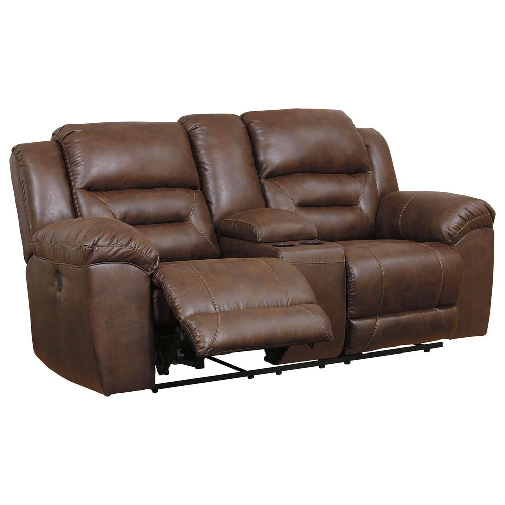 Ashley Stoneland Power Reclining Loveseat with Console in Chocolate, , large