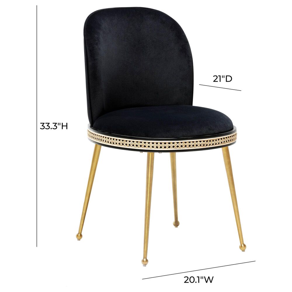 Tov Furniture Harley Dining Chair with Black Cushion in Brushed Gold, , large