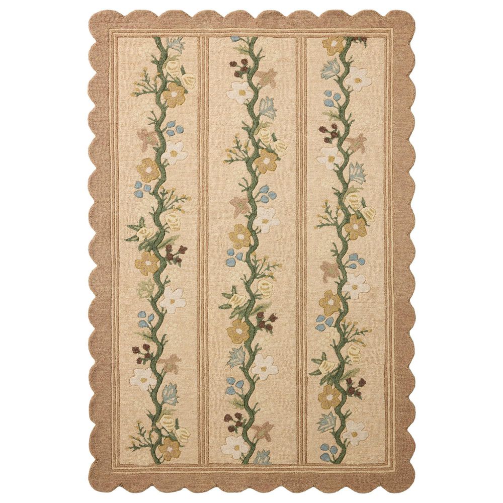 Rifle Paper Co. x Loloi Thistle Neutral and Multicolor 9"3" x 13" Area Rug, , large