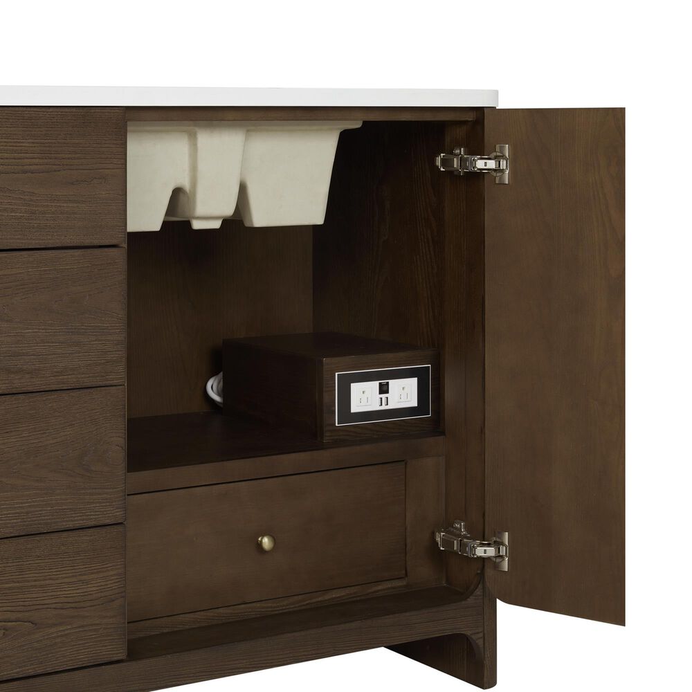 James Martin Vanities Gracyn 72" Double Bathroom Vanity in Sable with 3 cm Victorian Silver Quartz Top, Rectangular Sinks and FreePower Wireless Charger, , large